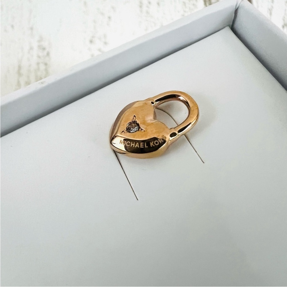 Michael Kors Gold Tone Heart Stud Earrings - Picture 3 of 7